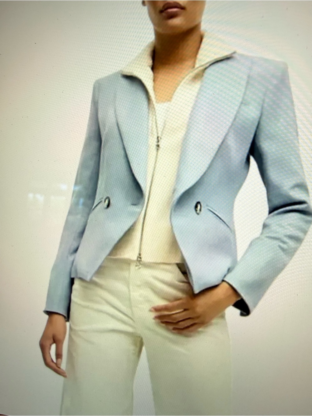 Veronica Beard Powder Blue Tailored Double-Breasted Blazer - Picture 14 of 16